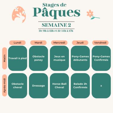 Programme vacances de Pâques semaine 2